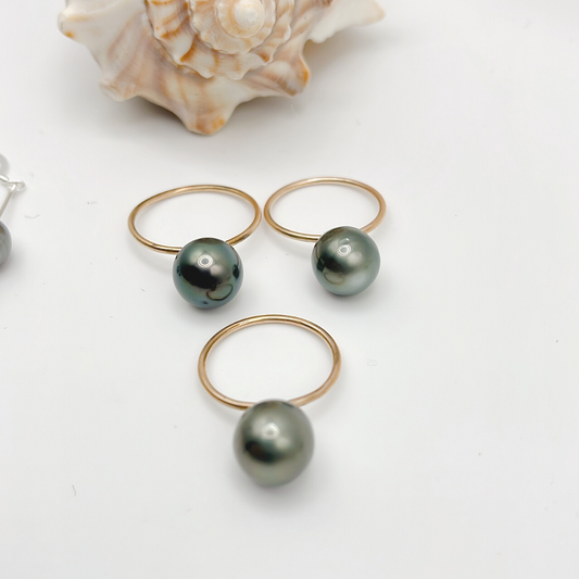 14KT Gold Filled Solitaire Tahitian Pearl Ring